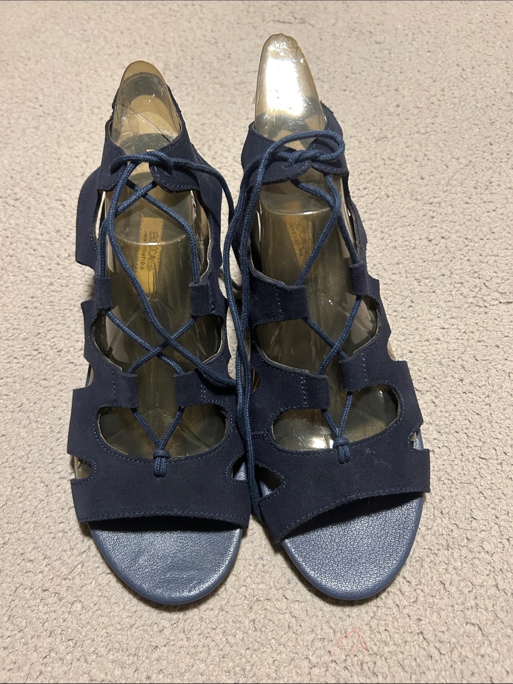 Bocage Innovation Ladies Size 39 Wedge Sandals.Navy Blue sz 39